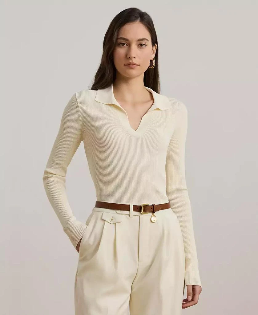 商品Ralph Lauren|Women's Rib-Knit Polo Sweater,价格¥1235,第1张图片