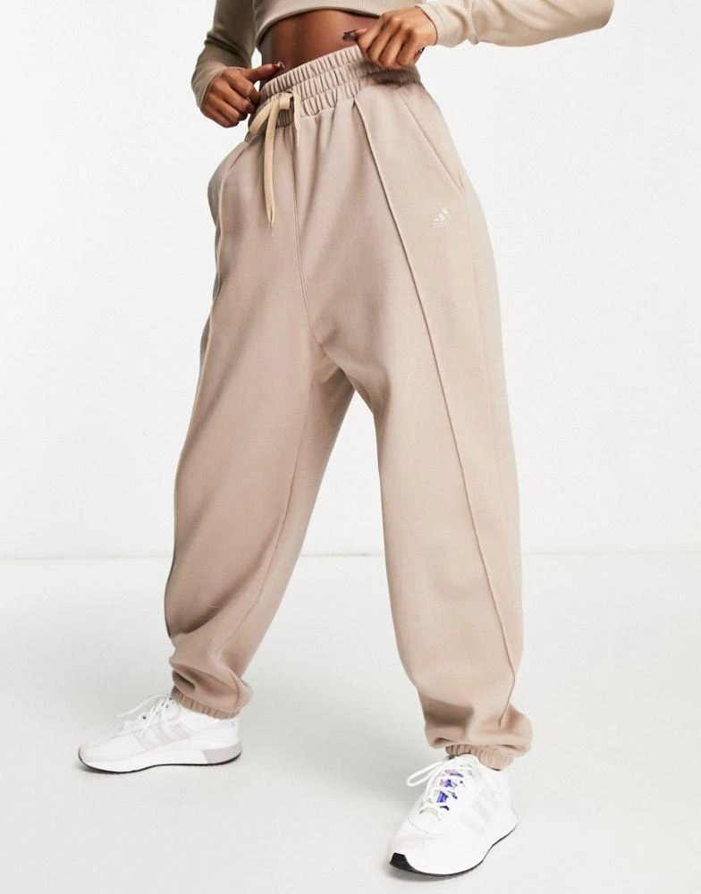 商品Adidas|adidas Training Hyperglam fleeced joggers in brown,价格¥398,第1张图片