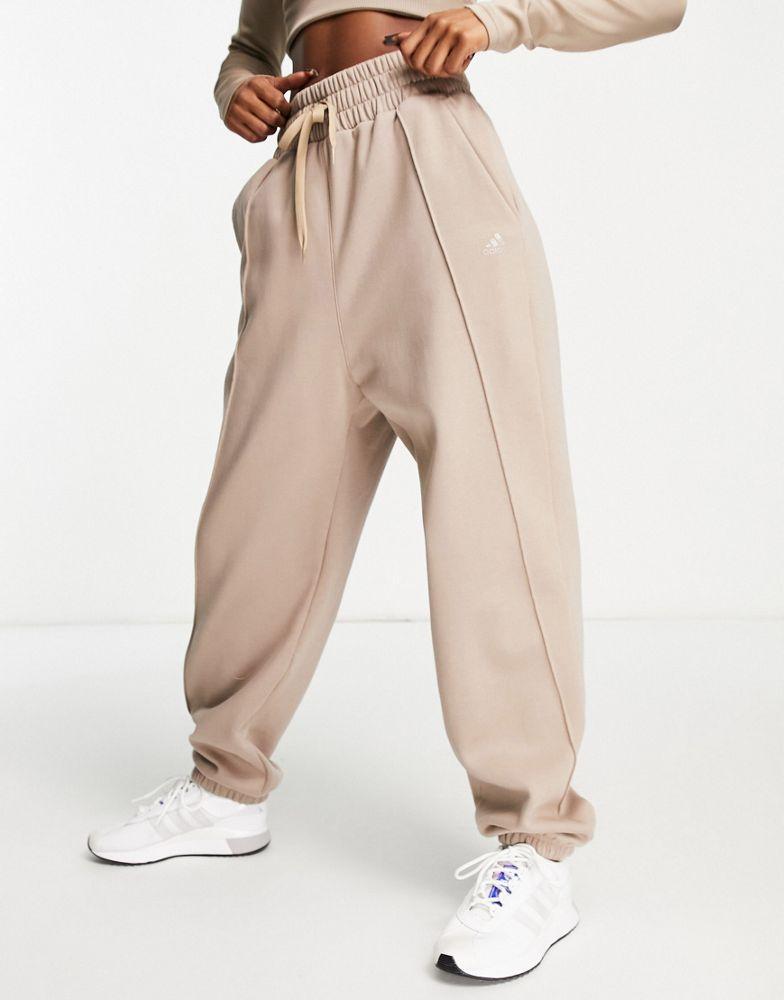 商品Adidas|adidas Training Hyperglam fleeced joggers in brown,价格¥383,第1张图片