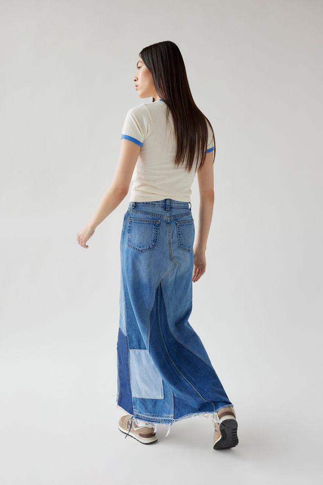 商品Urban Renewal|Urban Renewal Remade Pieced Denim Maxi Skirt,价格¥630,第6张图片详细描述