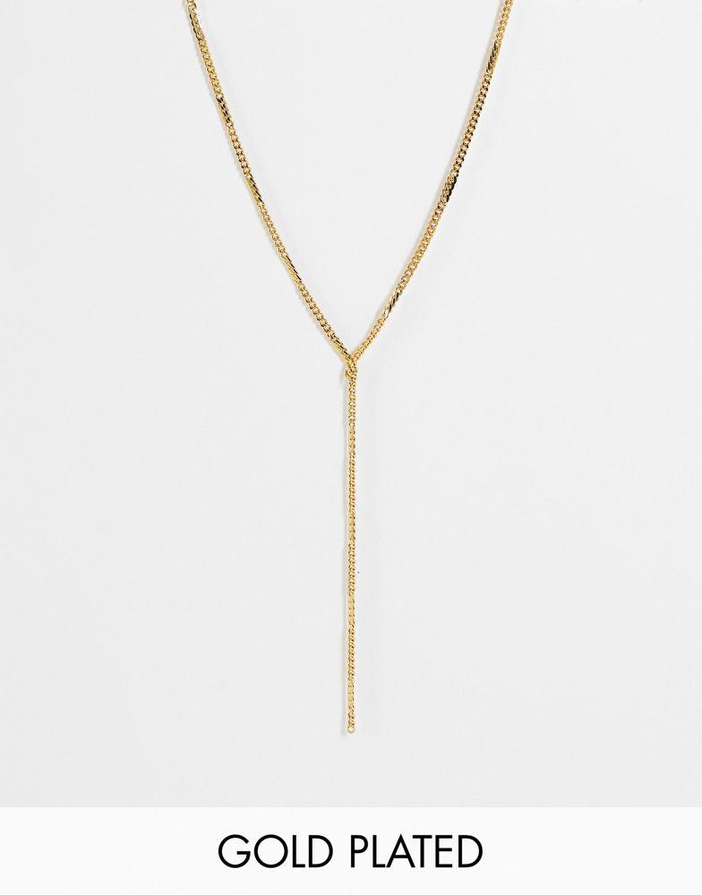 ASOS DESIGN 14k gold plated lariat necklace商品第1张图片规格展示