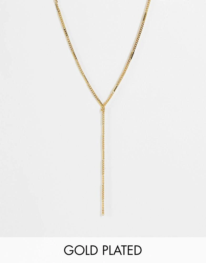 商品ASOS|ASOS DESIGN 14k gold plated lariat necklace,价格¥80,第1张图片