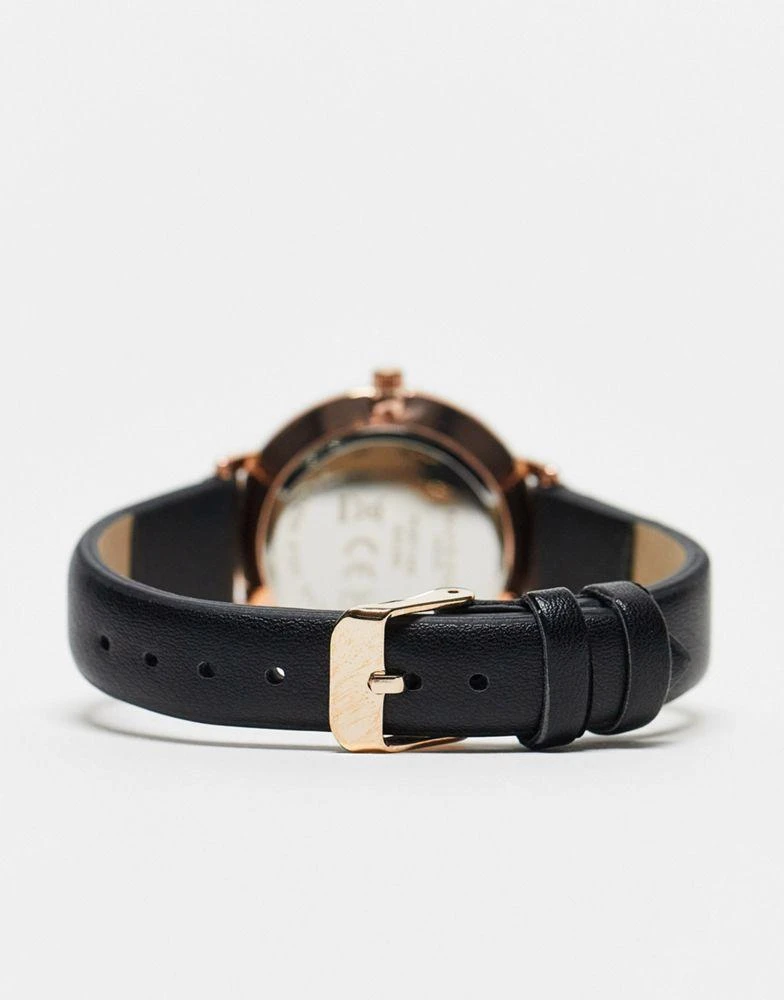 商品Brave Soul|Brave Soul faux leather strap watch with diamante detail in black and gold,价格¥186,第2张图片详细描述