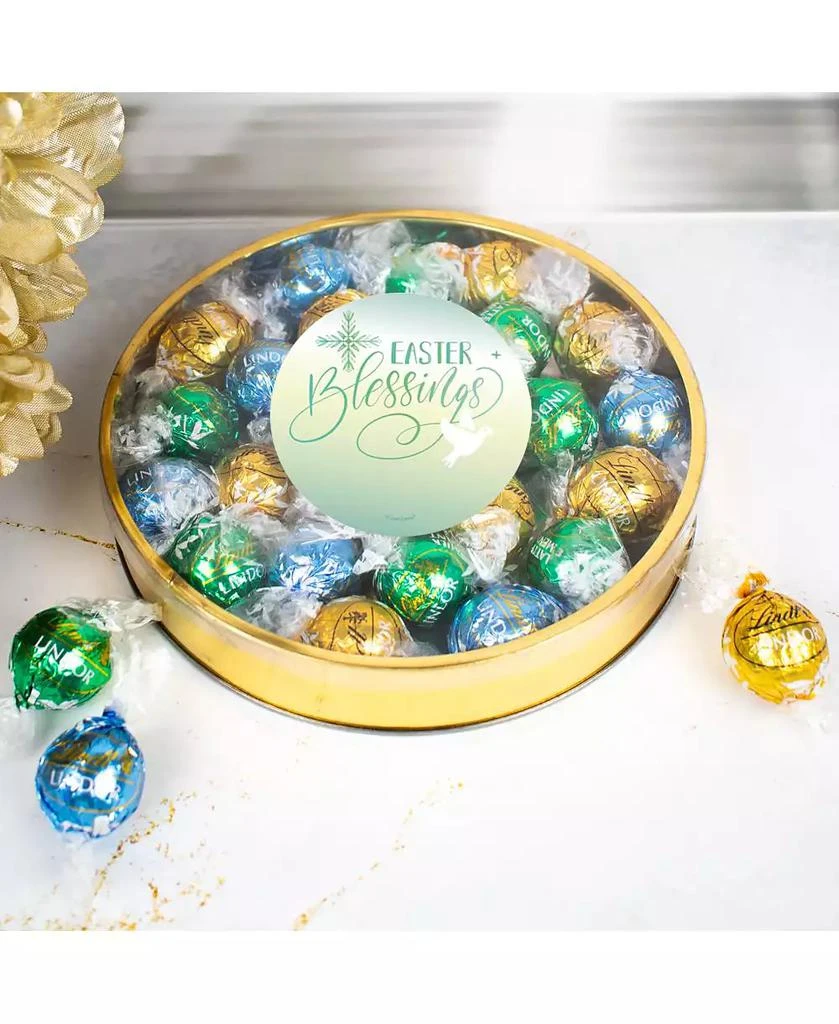 商品Just Candy|Easter Candy Gift Tin with Chocolate Lindor Truffles by Lindt Large Plastic Tin with Sticker, 24 Pieces,价格¥261,第1张图片