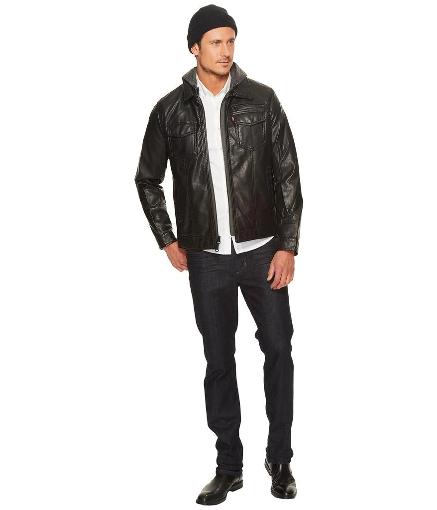 Faux Leather Trucker with Jersey Hood and Fleece Lining 商品