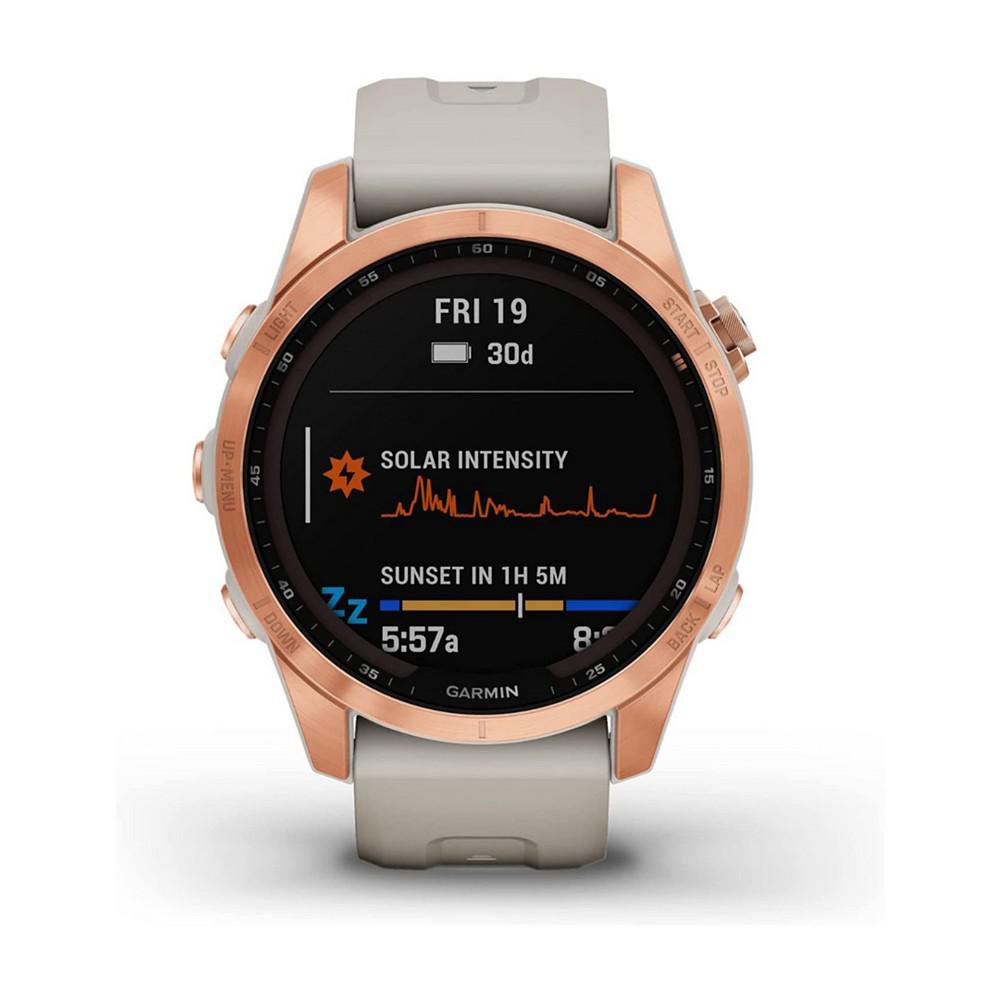 Unisex Fenix 7S Solar Rose Gold with Light Sand Silicone Band Smart Watch 42mm商品第2张图片规格展示