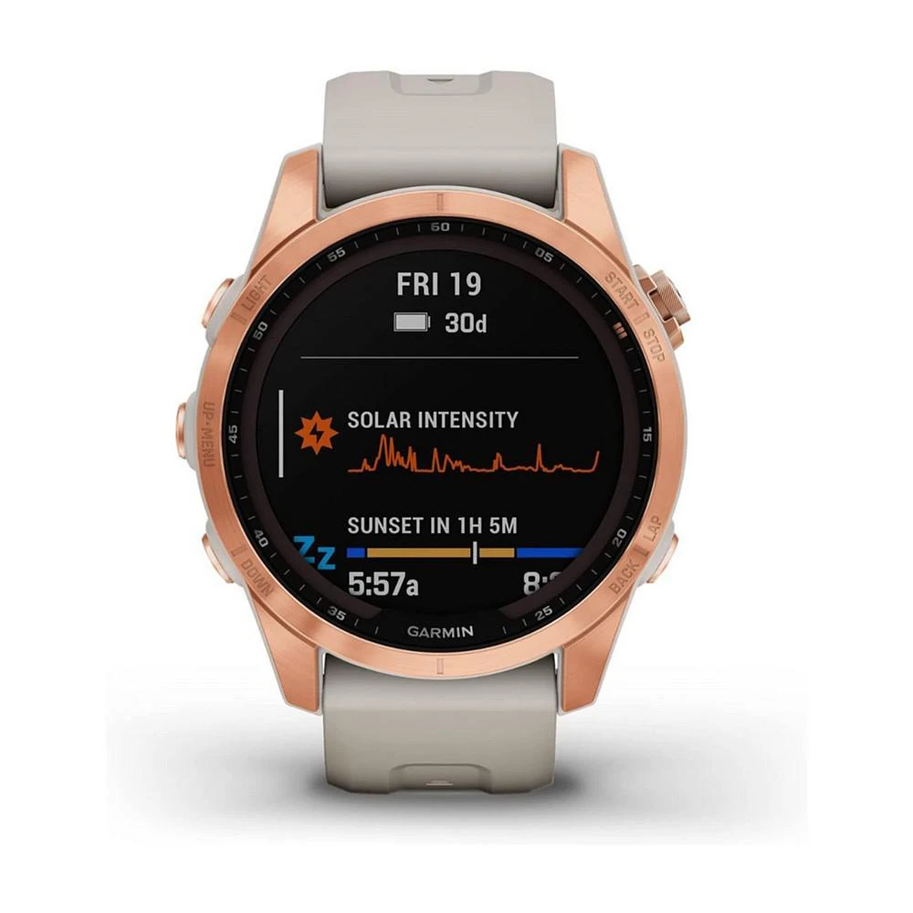 商品Garmin|Unisex Fenix 7S Solar Rose Gold with Light Sand Silicone Band Smart Watch 42mm,价格¥5977,第2张图片详细描述