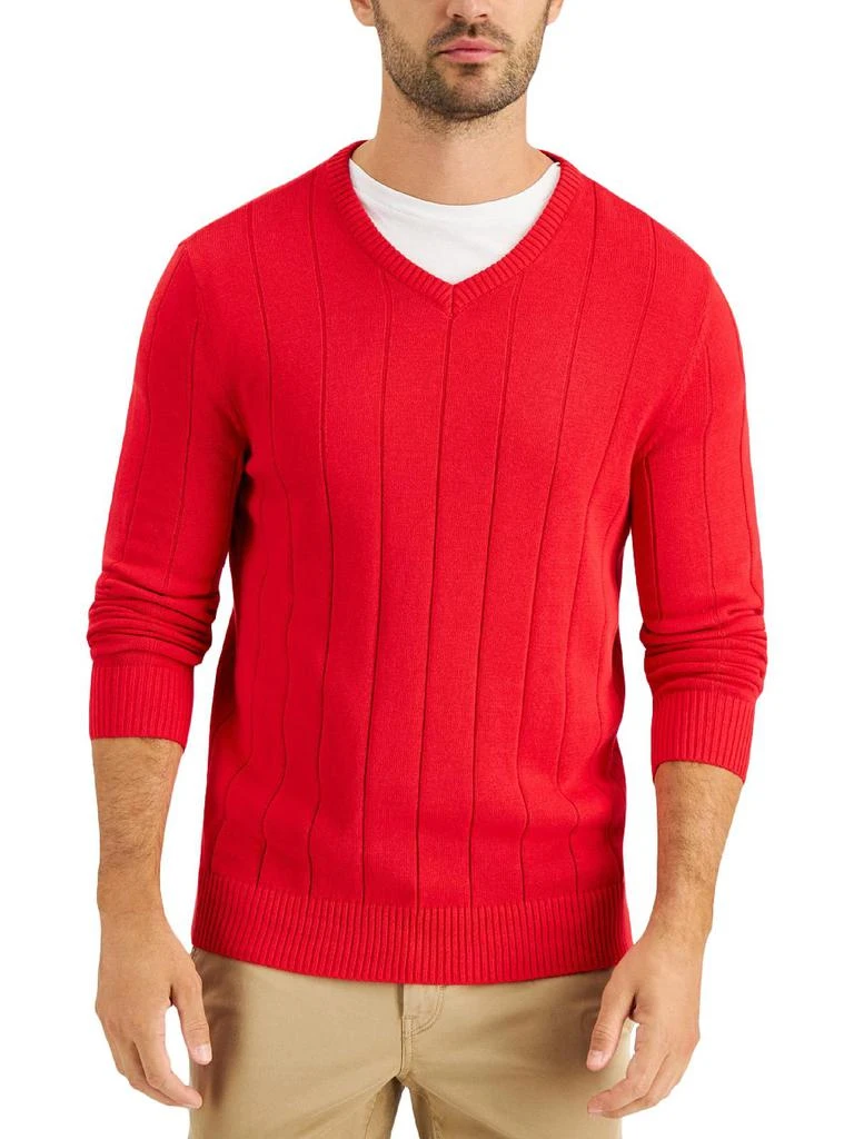 Mens V Neck Ribbed Trim Pullover Sweater 商品