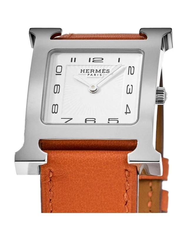 商品Hermes|Hermes H Hour 26mm Orange Calfskin Leather Women's Watch 036794WW00,价格¥19255,第3张图片详细描述