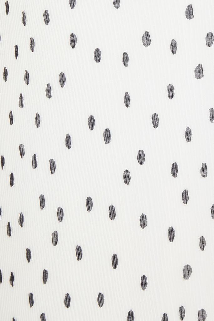 Ruffle-trimmed polka-dot plissé-chiffon mini dress商品第4张图片规格展示