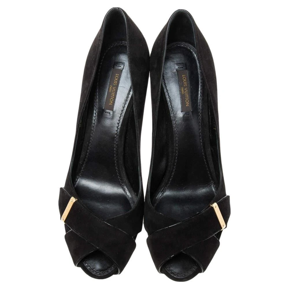 商品[二手商品] Louis Vuitton|Louis Vuitton Black Suede Crisscross Peep-Toe Pumps Size 39,价格¥2234,第3张图片详细描述