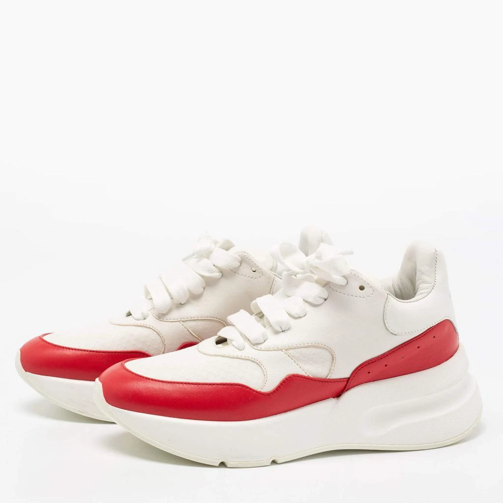 商品[二手商品] Alexander McQueen|Alexander McQueen White/Red Leather And Fabric Oversized Runner Low Top Sneakers Size 38.5,价格¥1829,第2张图片详细描述