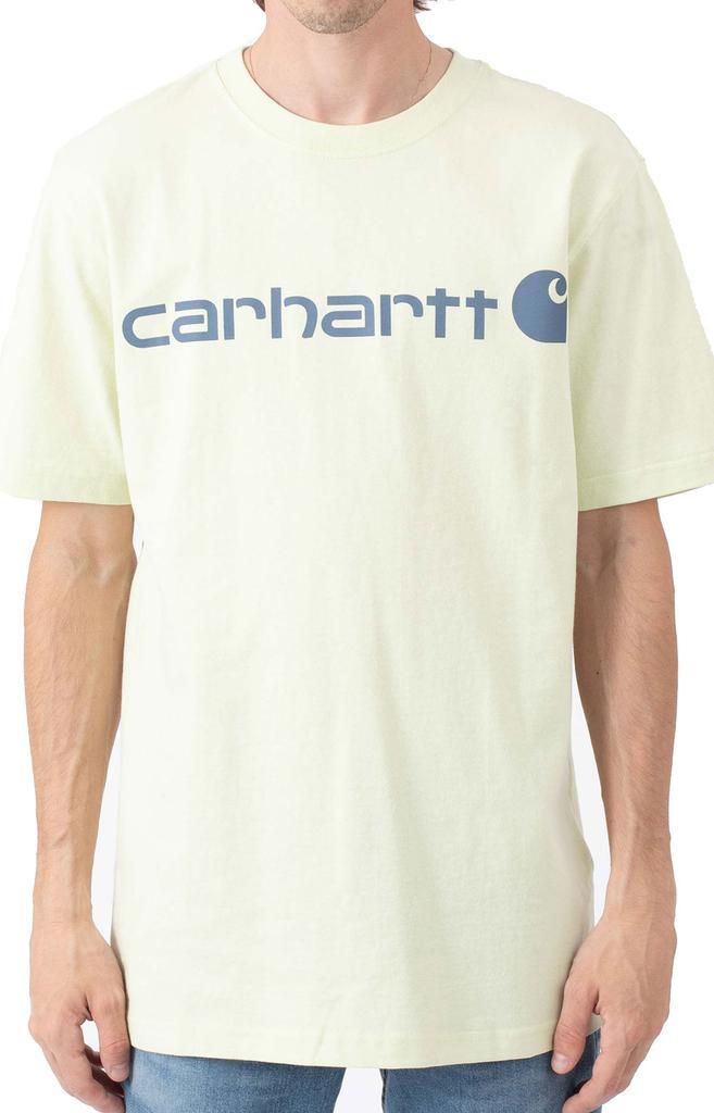 商品Carhartt|(K195) S/S Signature Logo T-Shirt - Pastel Lime/Folkstone,价格¥66,第1张图片