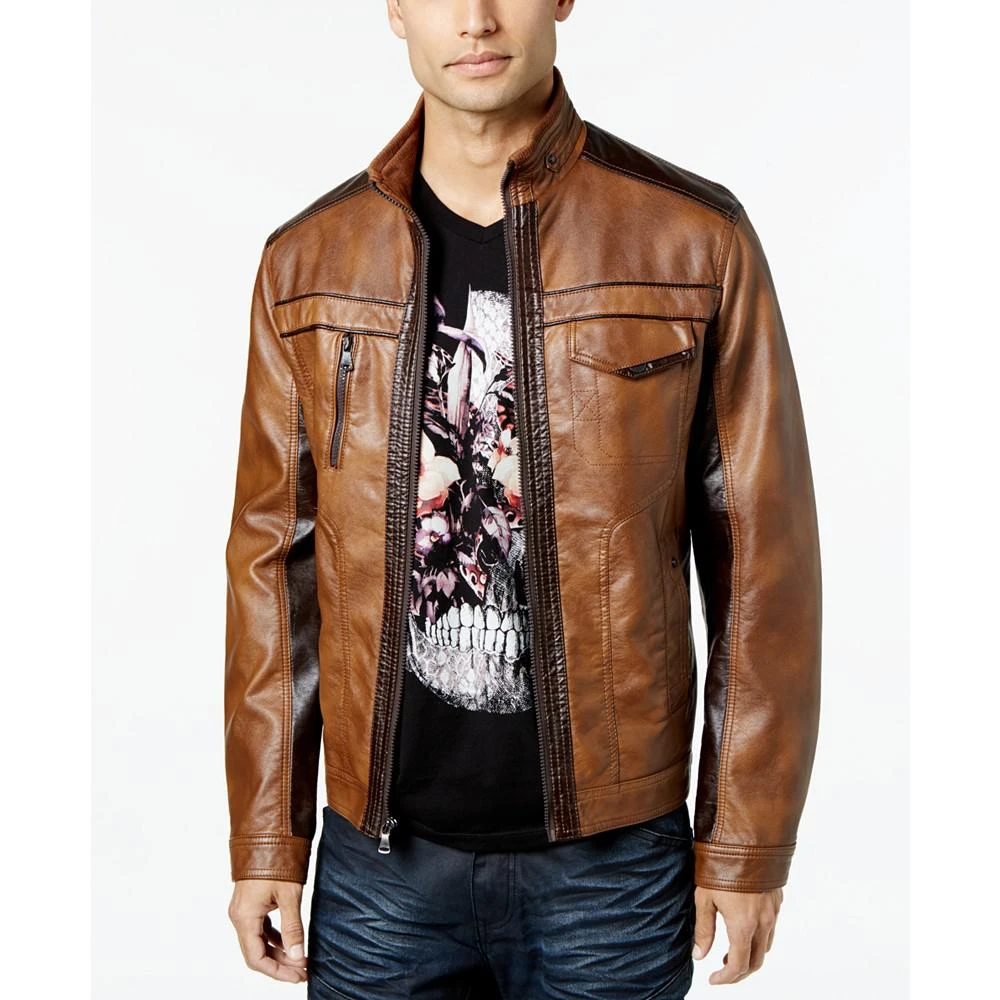 商品INC International|INC Men's Jones Two-Tone Faux-Leather Jacket, Created for Macy's,价格¥581,第1张图片