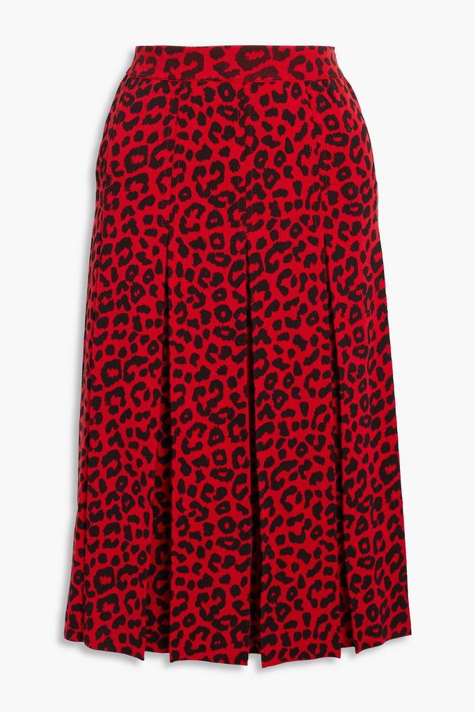 Pleated leopard-print silk and cotton-blend skirt商品第1张图片规格展示