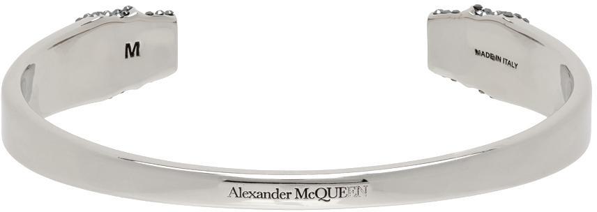 商品Alexander McQueen|Silver Skull Open Cuff Bracelet,价格¥3766,第6张图片详细描述