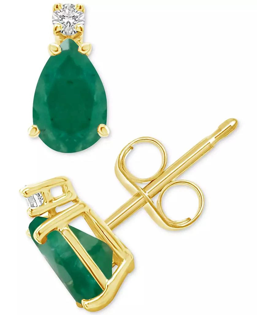 商品Macy's|Sapphire (1 ct. t.w.) & Diamond Accent Stud Earrings in 14k Gold (Also in Emerald, Ruby, & Tanzanite),价格¥2679,第3张图片详细描述