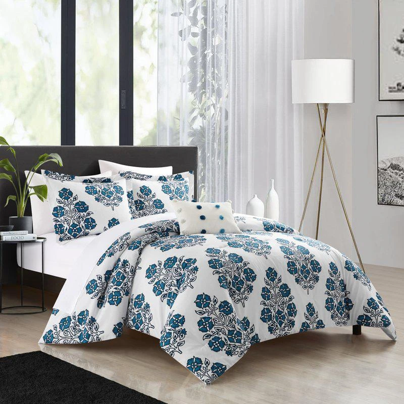 商品Chic Home Design|Riley 8 Piece Comforter Set Large Scale Floral Medallion Print Design Bed In A Bag Bedding KING,价格¥905,第2张图片详细描述