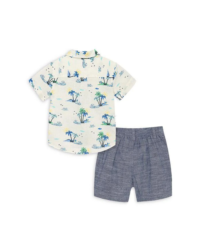 商品Little Me|Boys' Tropical Print Button Down Shirt & Solid Shorts Set - Baby,价格¥221,第2张图片详细描述