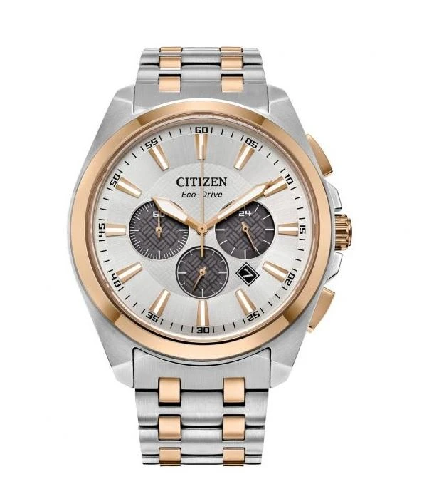 商品Citizen|Peyten Chronograph Eco-Drive Silver Dial Two-Tone Men's Watch CA4516-59A,价格¥2503,第1张图片