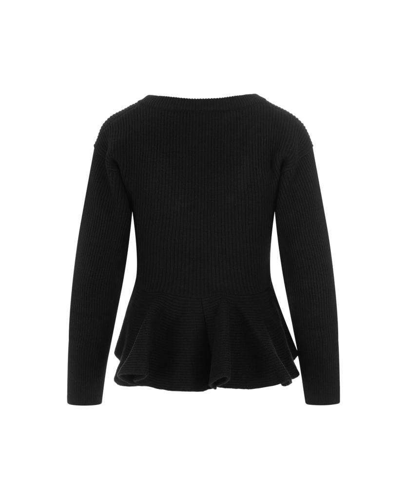 Woman Black Sweater With Asymmetrical Hem商品第2张图片规格展示