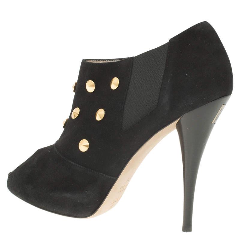 Fendi Black Studded Suede Platform Ankle Boots Size 37.5商品第3张图片规格展示