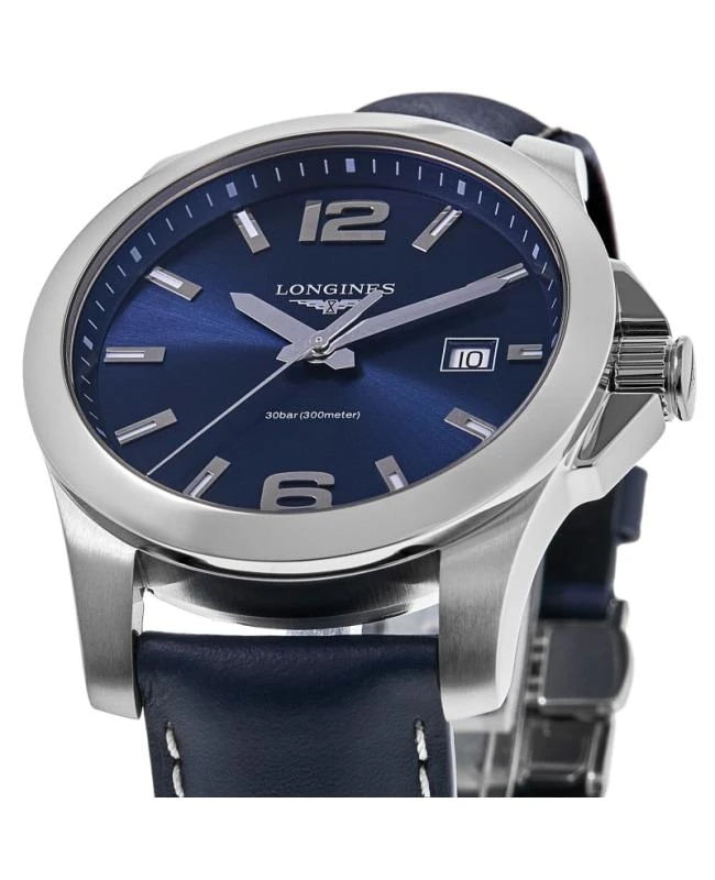 商品Longines|Longines Conquest Quartz Blue Dial Leather Strap Men's Watch L3.760.4.96.0,价格¥4883,第2张图片详细描述