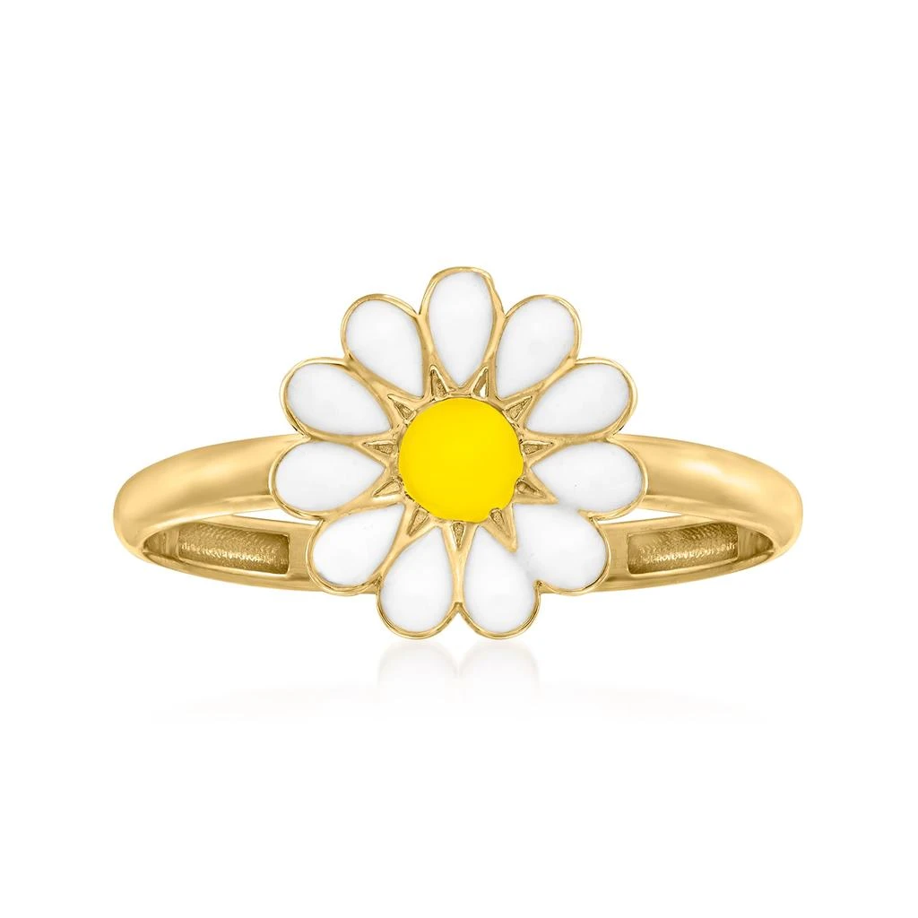 商品Ross-Simons|White and Yellow Enamel Daisy Ring in 14kt Yellow Gold,价格¥2001,第1张图片