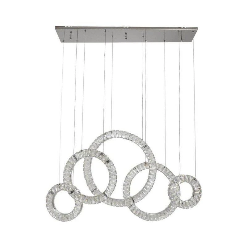 商品Finesse Decor|5 Hoop Crystal Progression Chandelier Chrome,价格¥9437,第1张图片