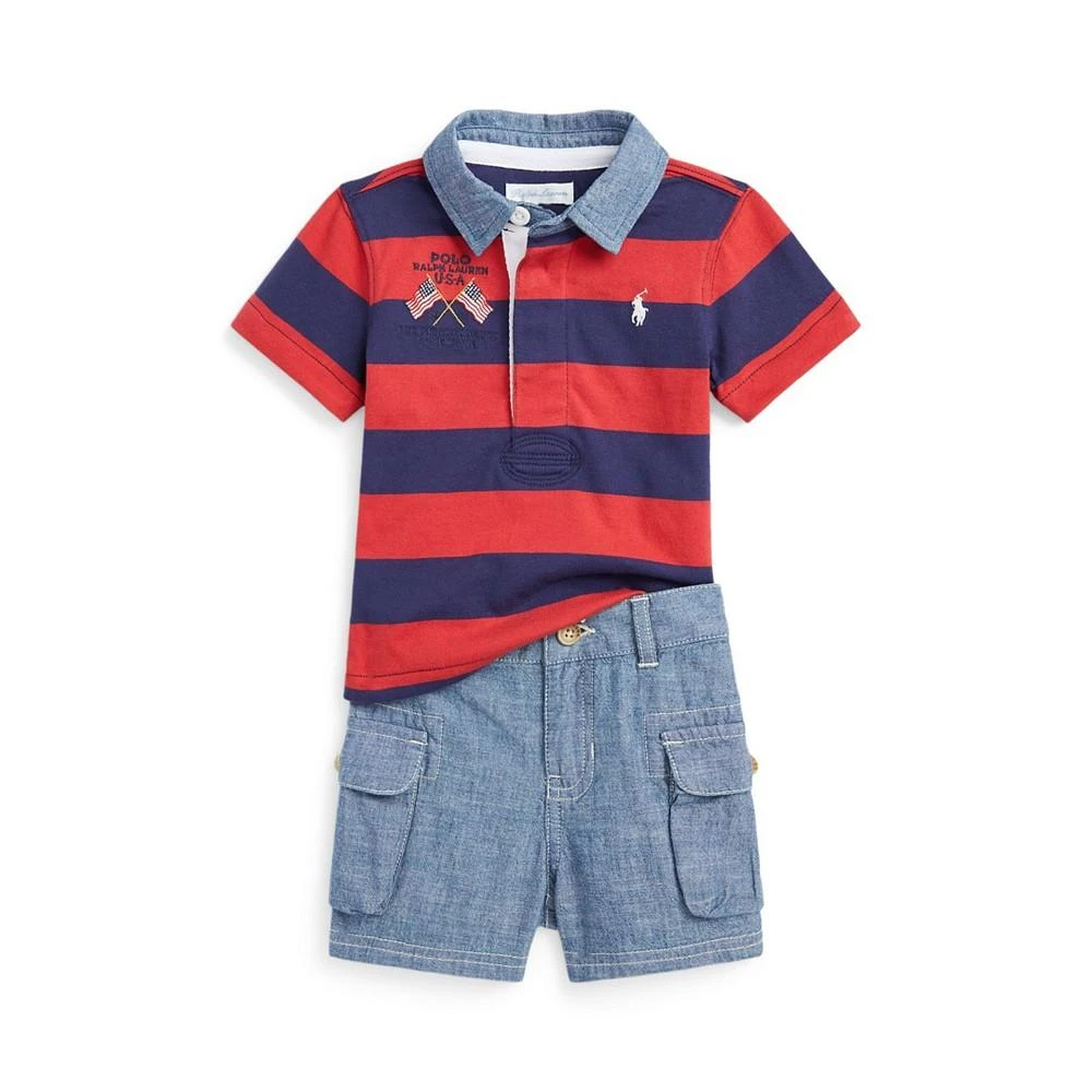 商品Ralph Lauren|Baby Boys Polo and Chambray Shorts, 2 Piece Set,价格¥197,第1张图片