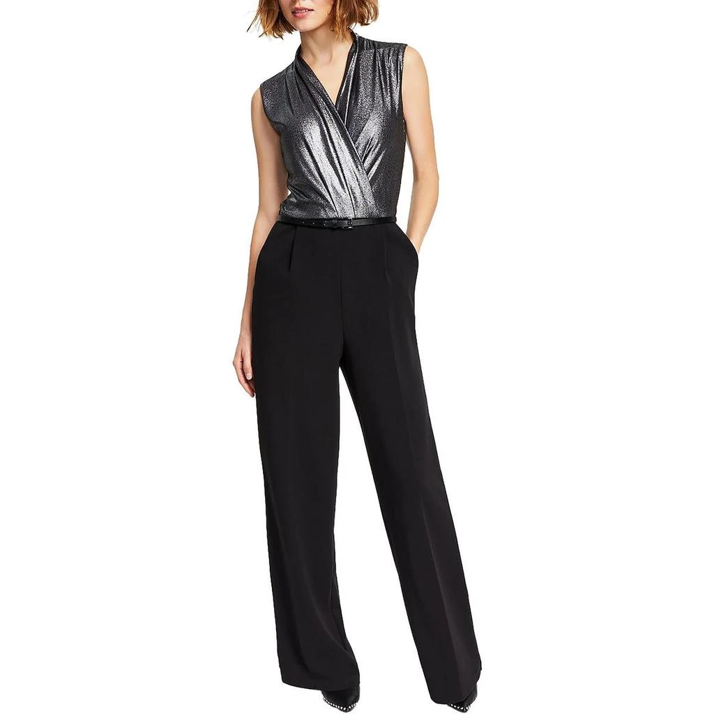 商品Tommy Hilfiger|Tommy Hilfiger Womens Petites Glitter Wide Leg Jumpsuit,价格¥430,第1张图片