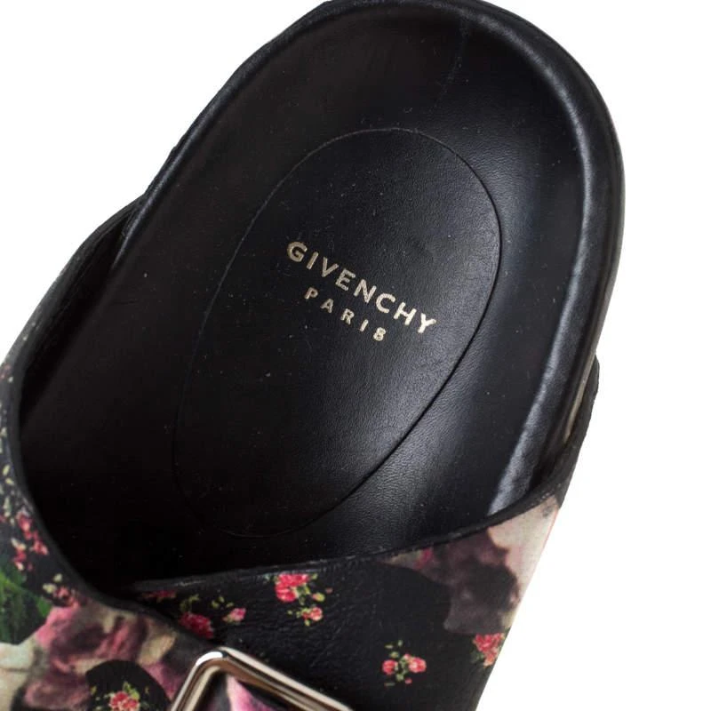 Givenchy Multicolor Floral Print Leather Double Buckle Banded Flat Slides Size 38 商品