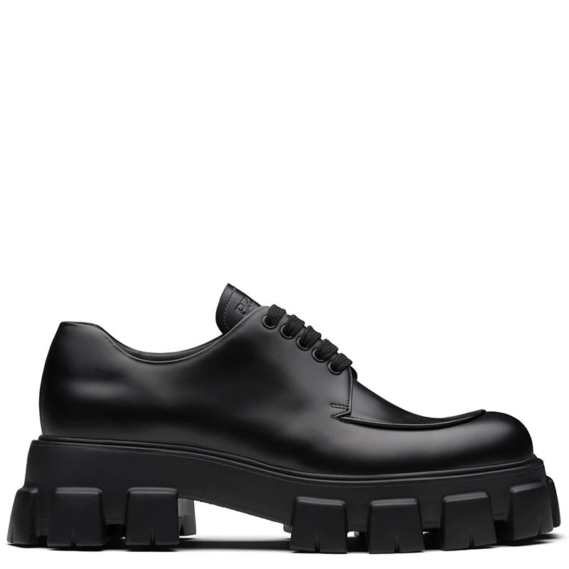 商品Prada|【预售3-7天】普拉达 Monolith系列 男士黑色亮面皮革系带鞋2EE356_B4L_F0002,价格¥7846,第1张图片