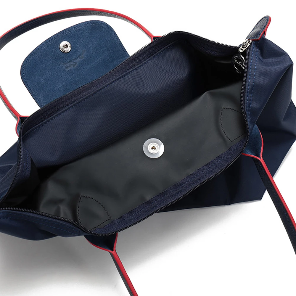 LONGCHAMP 女士海军蓝色拉链尼龙刺绣奔马围标托特包 2605619-556 商品