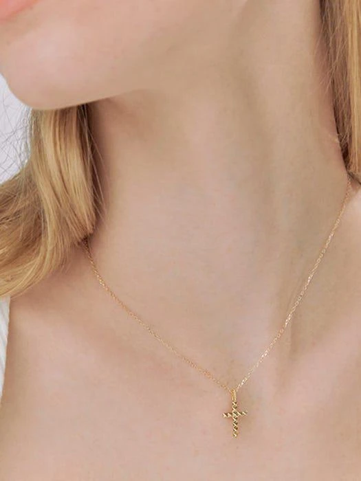 商品DONA & D.|Stud Cross Pendant - 3 Colors (10K / 14K / 18K),价格¥642,第4张图片详细描述