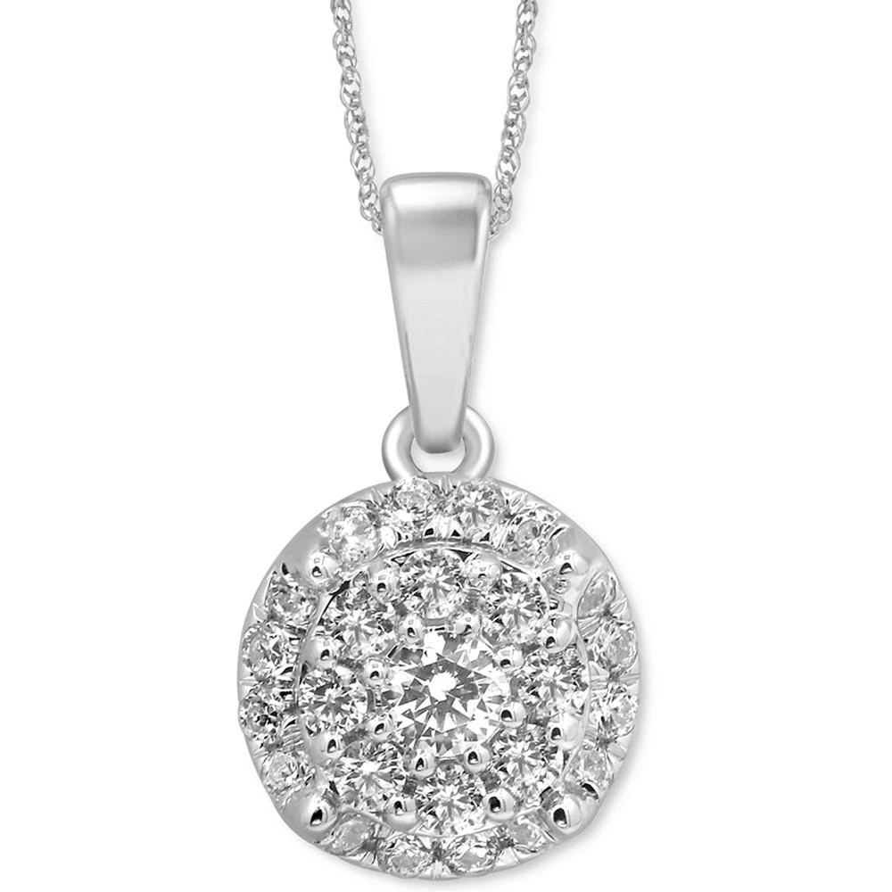 商品Macy's|Diamond Round Cluster 18" Pendant Necklace (3/8 ct. t.w.) in 14k White Gold,价格¥7341,第1张图片