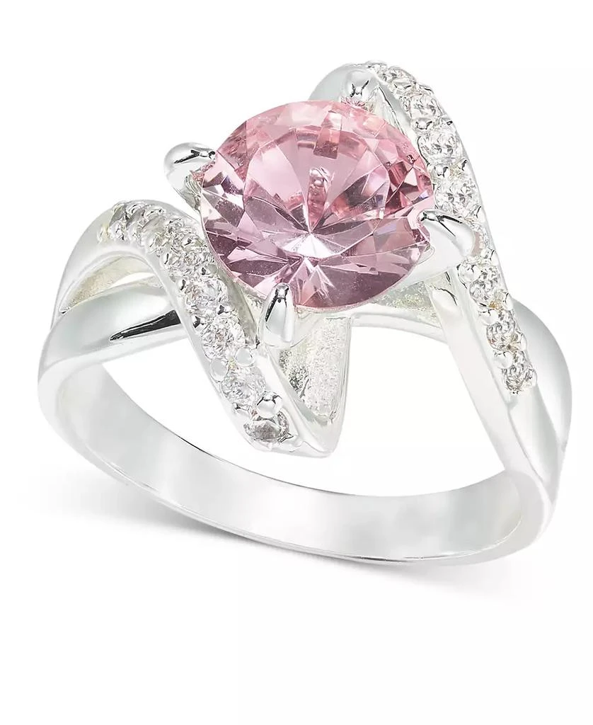 商品Charter Club|Silver-Tone Pavé & Pink Crystal Bypass Ring, Created for Macy's,价格¥104,第1张图片