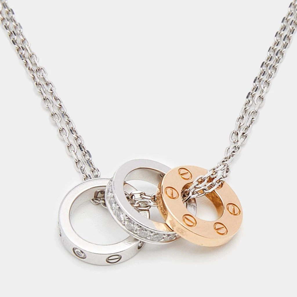 商品[二手商品] Cartier|Cartier Love Diamonds 18k Two Tone Gold 3 Loop Double Chain Necklace,价格¥19077,第4张图片详细描述