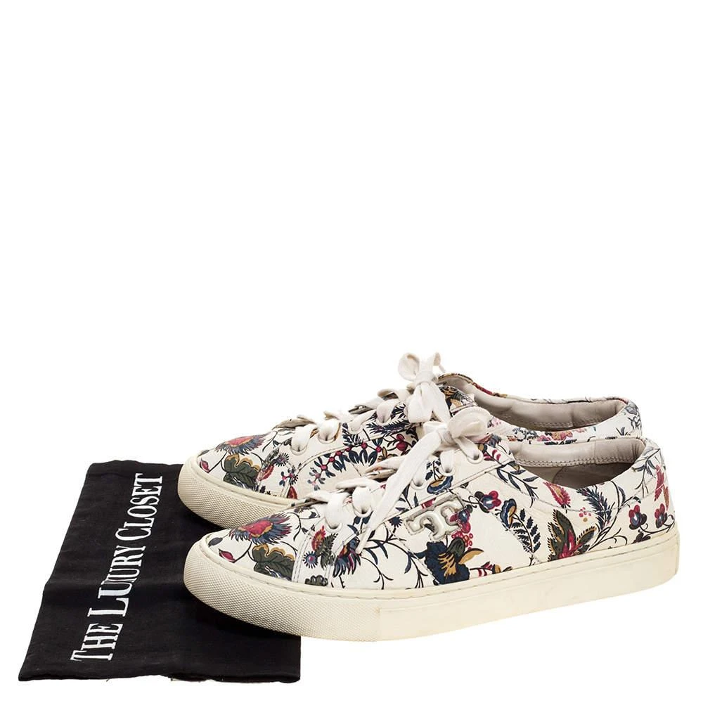 Tory Burch White Floral Print Leather Amalia Low Top Sneakers Size 39.5 商品