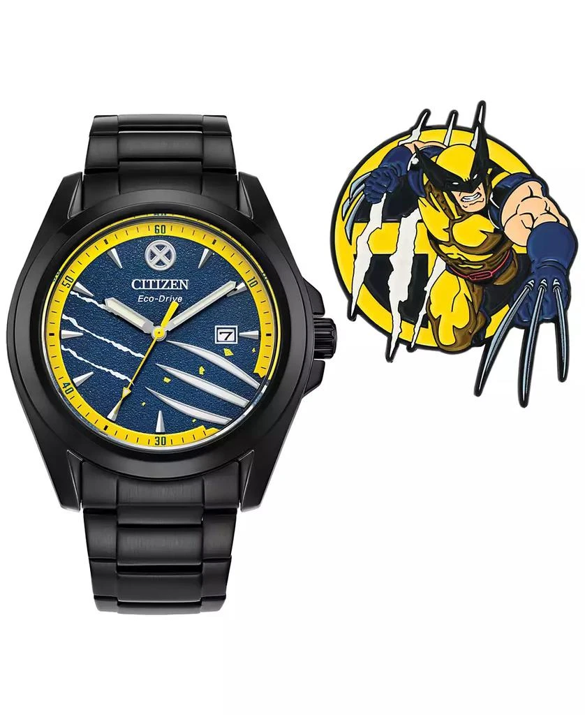 Eco-Drive Men's Marvel Wolverine Black-Tone Stainless Steel Bracelet Watch 43mm Gift Set 商品