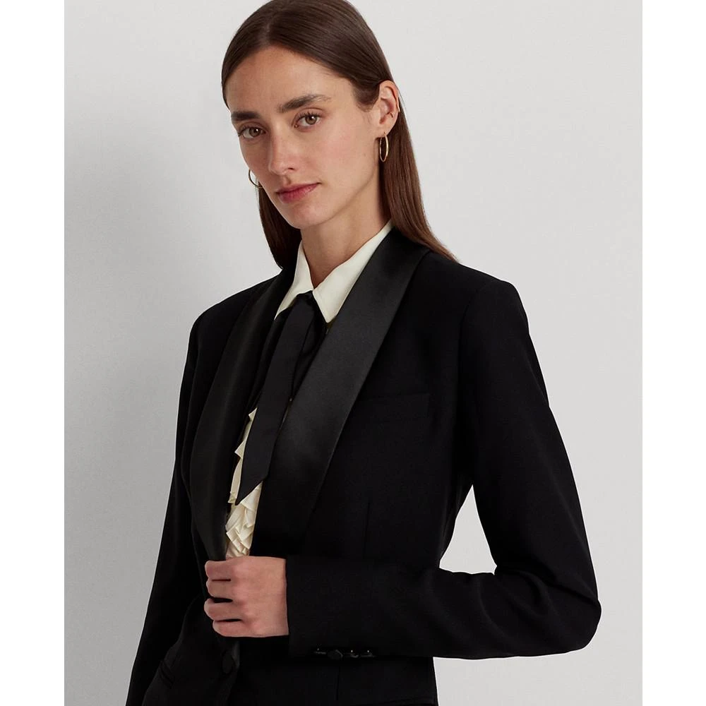 商品Ralph Lauren|Women's Satin-Trim Crepe Blazer,价格¥928,第3张图片详细描述