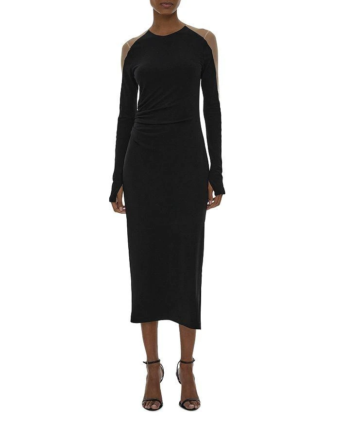 商品Helmut Lang|Sheer Combo Sleeve Midi Dress,价格¥941,第4张图片详细描述