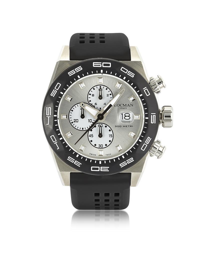 商品Locman 洛克曼|Stealth 300mt 黑色不锈钢和钛男士计时手表,价格¥3535,第1张图片