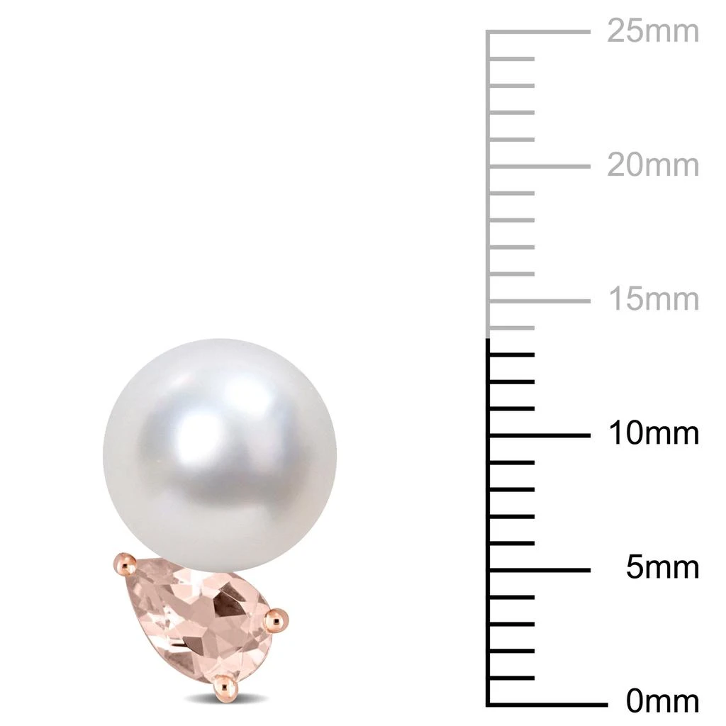 商品Mimi & Max|Women's 8-9mm South Sea Cultured Pearl and 4/5ct TGW Morganite Stud Earrings in Rose Plated Sterling Silver,价格¥858,第4张图片详细描述