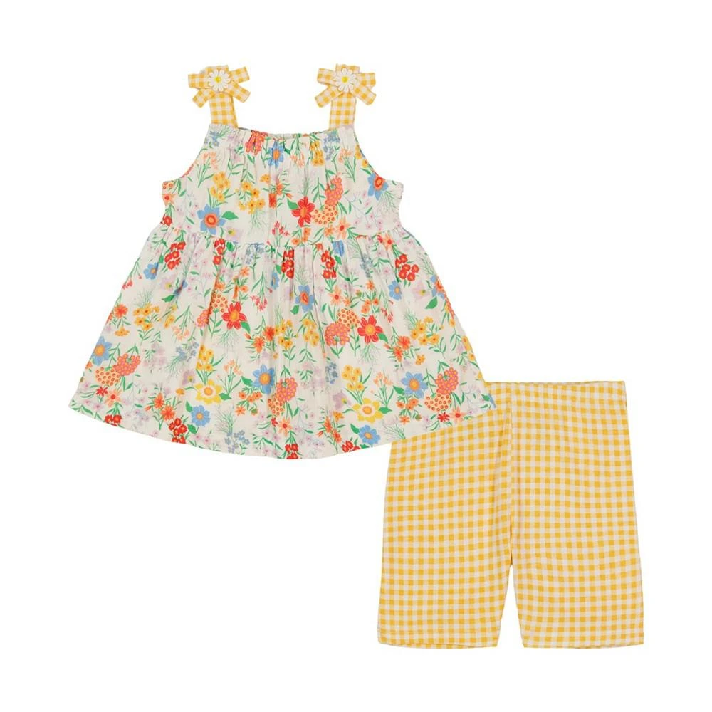 商品KIDS HEADQUARTERS|Little Girls Seersucker and Floral Tunic and Bike Shorts, 2 Piece Set,价格¥126,第1张图片