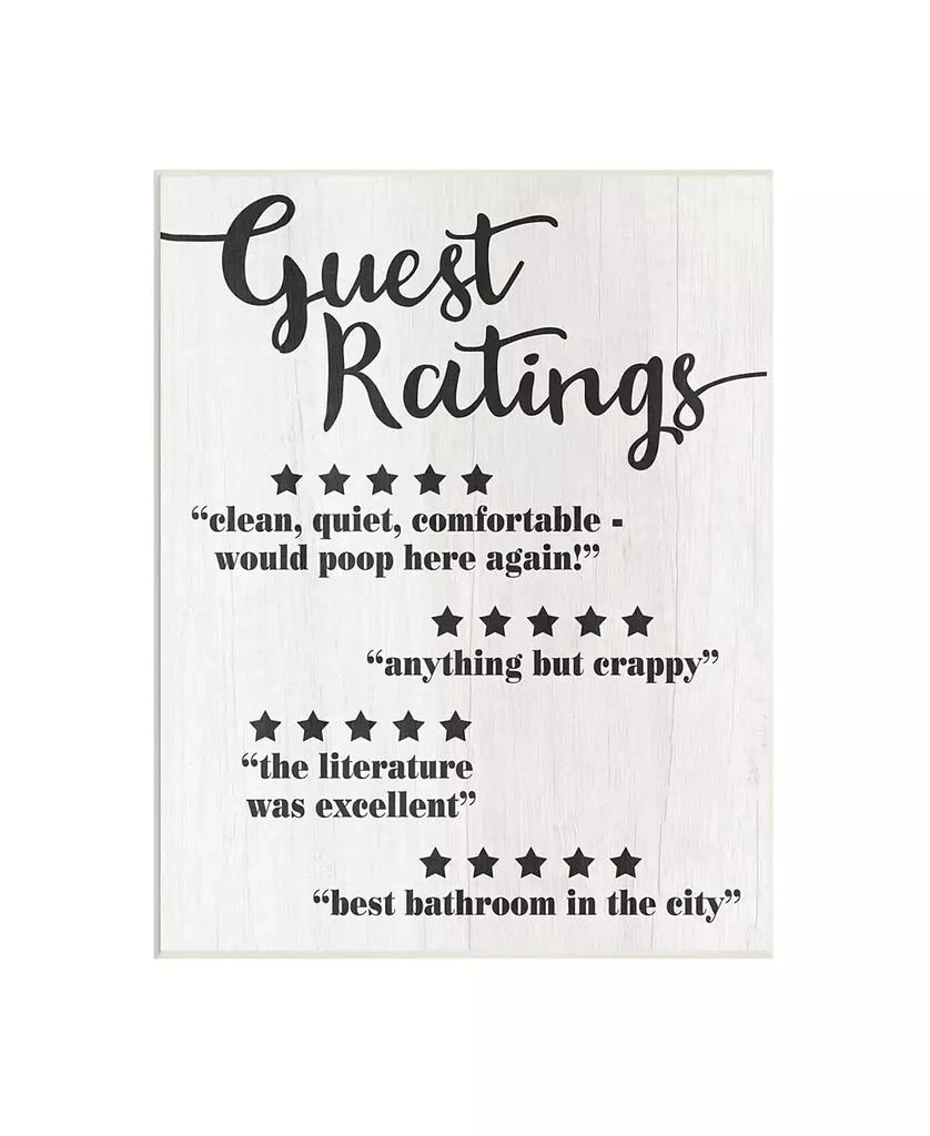 商品Stupell Industries|Five Star Bathroom Funny Word Black and White Wood Textured Design Wall Plaque Art, 10" x 15",价格¥229,第1张图片