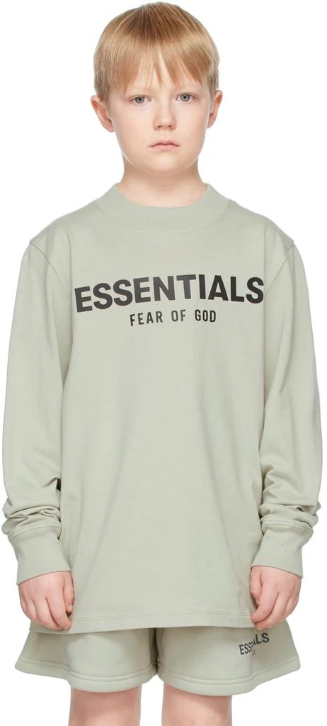 商品Essentials|SSENSE Exclusive Kids Green Logo Long Sleeve T-Shirt,价格¥340,第2张图片详细描述