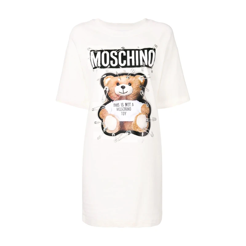 商品Moschino|Moschino 莫斯奇诺 女士白色棉质T恤式连衣裙 EV0444-5526-1002,价格¥2865,第1张图片