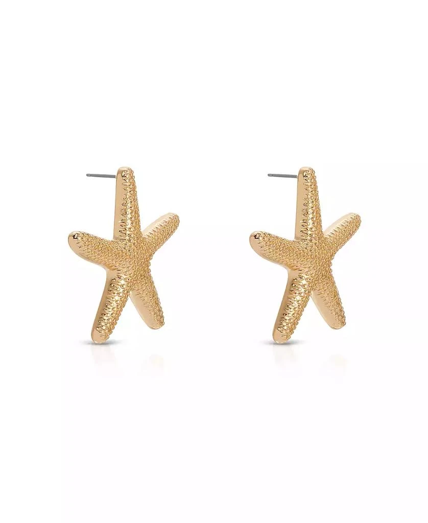 商品Ettika Jewelry|18k Gold Plated Zinc Starfish Large Statement Stud Earrings,价格¥524,第2张图片详细描述