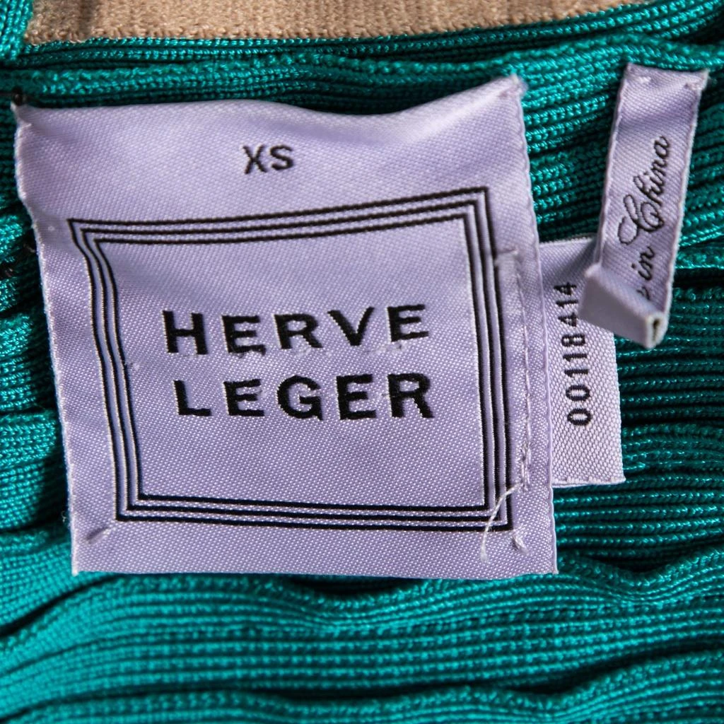 商品[二手商品] Herve Leger|Herve Leger Jade Green Sleeveless Scoop Neck Bandage Dress XS,价格¥1633,第4张图片详细描述